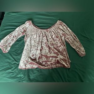 Purple/mauve Crushed Velvet off the shoulder top